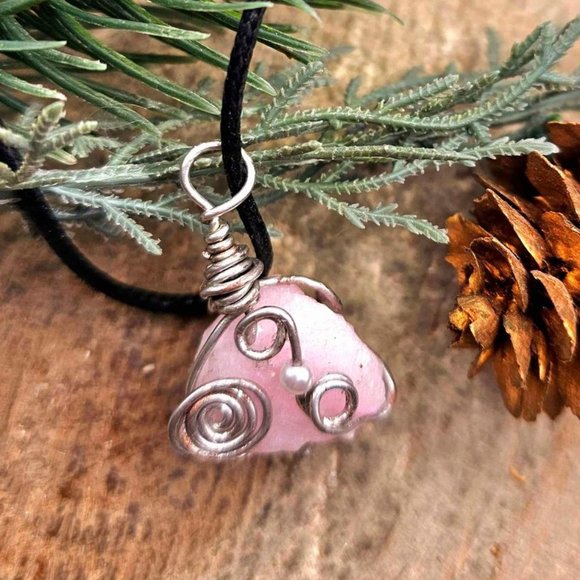 Beautiful Nature Pink Calcite Wire Wrapped Pendant Necklace - Picture 8 of 10